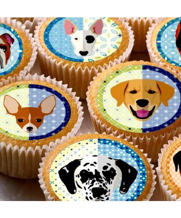 24 Dog Dogs edible birthday party Cupcake Cake Toppers Wafer Rice Paper precut decoration