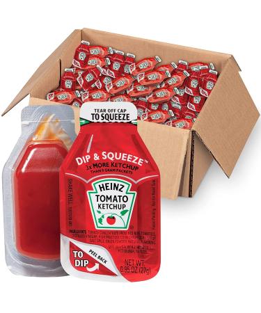 Heinz Tomato Ketchup Dip And Squeeze Ketchup - (Pack of 50) x 0.95 Ounce Ketchup Pockets Compact and Easy To Carry Single Serve Ketchup Packages Delicious and Easy to Use Ideal for On-The-Go Meals Trips.