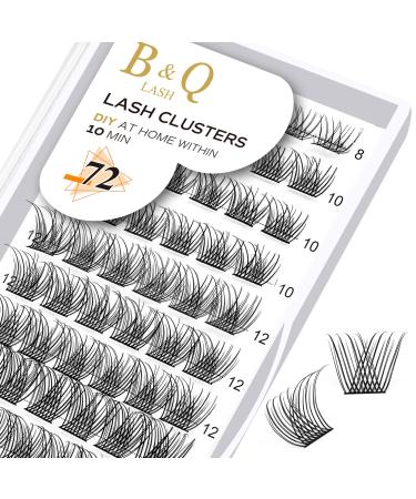 Cluster lashes D Curl 10mm 72 Clusters B&Q Lash Clusters C D Curl Individual Cluster Lashes Mega Volume Eyelash Clusters DIY Lash Extensions Soft Fluffy Cluster Eyelash Extensions (XS C-8-16MIX) C-8-16 MIX B 01