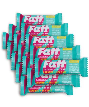 Fatt Keto Nut Bars - Caramel & Sea Salt 15-Pack - 2g Carbs - 100% Natural Low-Carb Clean Keto Bar Snacks with Super Fats - High Fibre Low Sugar Sweetener Free & Vegan - Aka Fattbar Caramel & Sea Salt 15 count (Pack of 1)