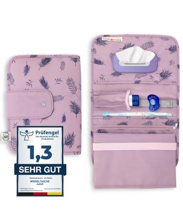 Jubi diaper bag with changing mat for on the go with extra space - Small diaper bag - Purple with palm trees