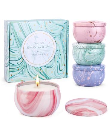 Larger fragrance candles gift set for women 4 packs aromatherapy candle set for stress reduction natural soy wax women Christmas decoration fragrance candle for birthday Valentine's Day yoga