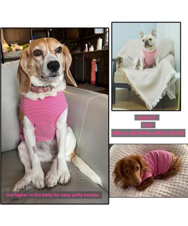 Cool Combed Cotton Dog Shirt for Medium-Sized Dogs | Sychien Striped Pink & Gray T-Shirt for French Bulldogs - Buy Online on SooperMarket.com