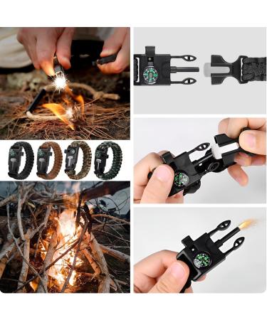 Zsmjaer Survival Bracelet Set - 2-Piece Multifunction Paracord with Flint Pipe and Compass for Outdoor Adventures Black-Green - Buy Online on SooperMarket.com