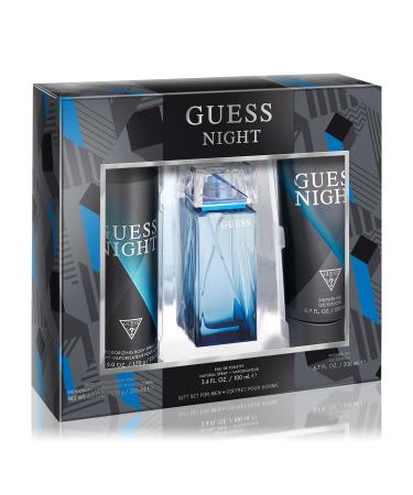 GUESS Night Men Eau de Toilette 3 Piece Gift Set - Cologne Spray 3.4 Fl. Oz. Deodorizing Body Spray 6.0 Oz. & Shower Gel 6.7 Fl. Oz.