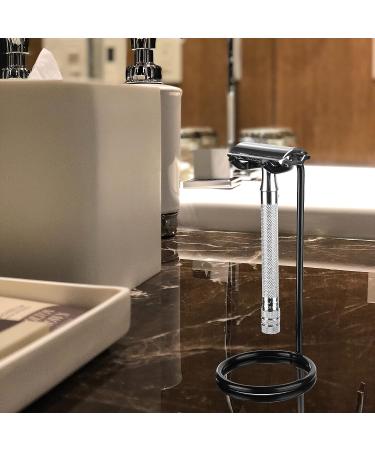 Linkidea Stainless Steel Safety Razor Stand | Shaving Brush Holder for Men | Fusion 5 Proshield & Proglide, Mach 3 Compatible | Deluxe Shaving Holder Base (Black) - Buy Online on SooperMarket.com