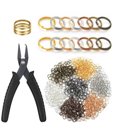 Hotop 1402 Pieces Split Jump Rings Set  Double Closed Jump Ring MultiColor Jewelry Split Rings with Craft Jump Loop Opener and Split Ring Plier for DIY Necklace Bracelet Craft Making  Multi Colors Multicolor Gold Bronze ...