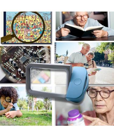 VOCA Magnifying Glass with Light 3X Large Rectangle Reading Magnifier with 10 LEDs for Seniors with Macular Degeneration Newspaper Books Small Print for Low Visions (Blue) - Buy Online on SooperMarket.com