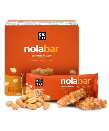 Perfect Keto Nola Bars | Gluten-Free Keto Granola Bars with Zero Added Sugar or Carbs | Enjoy a Chewier, Nuttier, and Tastier Way to Curb Cravings and Start the Day | Peanut Butter | 8 Bars 32g