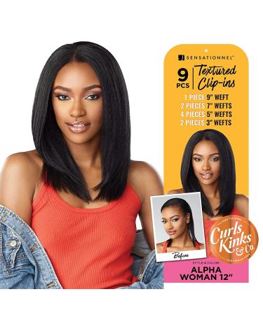 Sensationnel Alpha Woman 12 Textured Clip-in Pack - 9 Pieces - Adds Volume - Protective Style - (1B) - Buy Online on SooperMarket.com