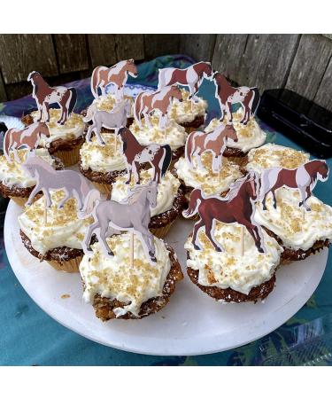 36-Piece Horse Cupcake Topper Set | Wild Animal Birthday Decorations | Muffin & Cake Decor for Baby Showers & Birthdays - Buy Online on SooperMarket.com