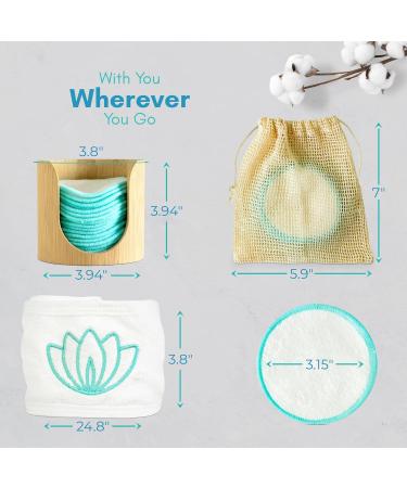 16 Pack Reusable Makeup Remover Pads - Eco-Friendly Cotton Pads with Laundry Bag & Bamboo Box - Perfect for Makeup Removal - Buy Online on SooperMarket.com