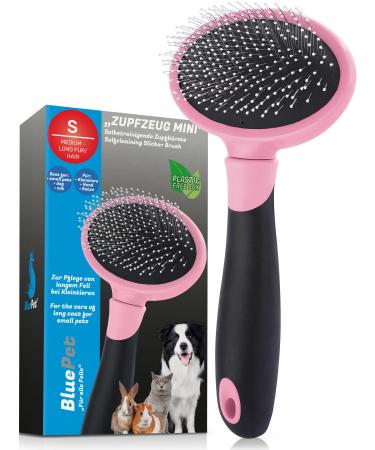 Bluepet cat brush & small dog brush rabbit brush - removed gently underfell knot & felt - plug mini for daily fur care mini pink