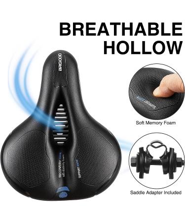 BRGOOD Men's Bike Seat - Waterproof with Dual Shock Absorbing Balls, Memory Foam Padding - Universal Fit for Exercise Bike/Cruiser - 10.2x8.2 inches - Buy Online on SooperMarket.com