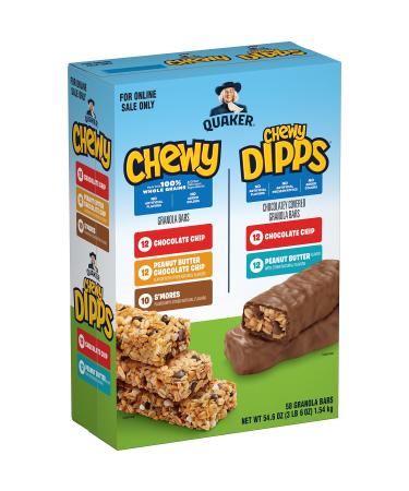 Quaker Chewy Granola Bars, Chewy & Dipps Variety Pack, (58 Bars)
