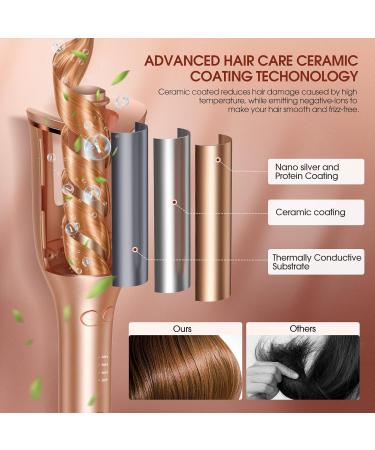 Automatic Curling Iron - Professional Hair Curler with 1 Large Slot 4 Temps 3 Timer Settings - Dual Voltage & Anti-Tangle for Perfect Curls - Buy Online on SooperMarket.com