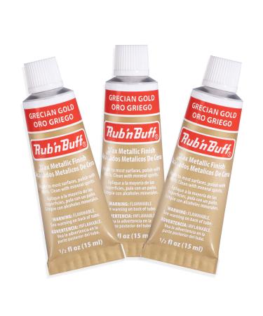 AMACO Rub n Buff Wax Metallic Finish -3 Rub n Buff Grecian Gold 15ml Tubes - Versatile Gilding Wax for Finishing Furniture Antiquing and Restoration - Rub and Buff ColorsSet of Three