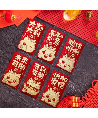 Generic 6pcs Traditional 2024 New Year Hong Bao Red Envelopes Year of The Dragon Hongbao Red Packet for Birthday Spring Festival Wedding Style B - Buy Online on SooperMarket.com