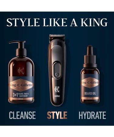 King C. Gillette Cordless Beard Trimmer Kit for Men - Lifetime Sharp Blades, 3 Combs, UK Plug - Gifts for Men - Buy Online on SooperMarket.com