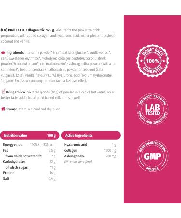 Nature's Finest by Nutrisslim Pink Latte with Collagen and Hyaluronic Acid 125 g | Coconut and Vanilla Flavored Drink Lactose and Sugar Free (1) - Buy Online on SooperMarket.com