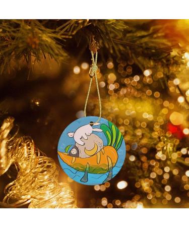 YYHHAOFA Sunflower Seeds and Rabbits Prints Christmas Ceramic Round Pendant Decoration - Festive Hanging Ornament for Stores and Homes -2.9 in - Buy Online on SooperMarket.com