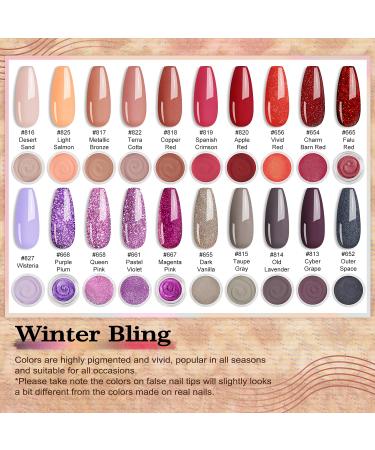 Lavender Violets 26PCS Dip Powder Nail Kit Starter - Red Solid Glitter Colors - Base Top Activator Brush Saver - Nail File Included - Buy Online on SooperMarket.com
