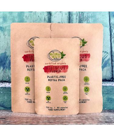 Organic Hibiscus Flower Capsules 700mg - 120 Count Pouch | Soil Association Certified | The Natural Health Market - Buy Online on SooperMarket.com