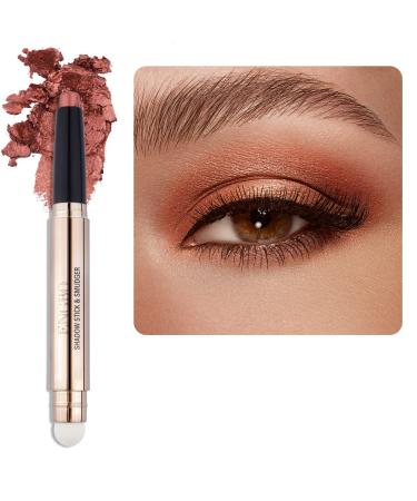Enfuntins Eyeshadow Stick  Shimmer Cream Eye Shadow Pencil Crayon with Soft Smudger  Long Lasting Waterproof Eye Highlighter Eye Shadow Make Up (05 Orange Brown Shimmer)
