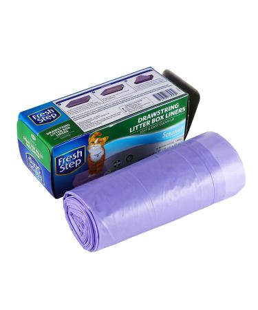 Fresh Step Drawstring Cat Litter Box Liners, Scented and Unscented Cat Liners-7 Count Cat Litter Liners-Kitty Litter Bags, Cat Litter Bags, Cat Litter Box Supplies, Litter Box Bags, Kitty Litter Liner Large - Scented Box Liners 7 Count