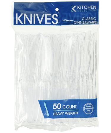 Kitchen Selection Clear Classic Dinnerware Plastic Knives - Heavy Weight | Pack of 50