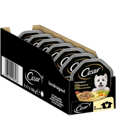 Cesar adult dog water feed Landragout 14 bowls 14x150g - premium dog food wet with chicken vegetables and brown rice recommendation d.Chef's chicken & rice 150 g (14 Pack)