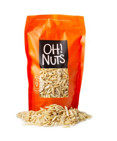 Oh! Nuts Blanched Slivered Almonds | 24oz Bulk Bag Raw Unsalted Skinless Snacking & Baking White Almond Sticks | All Natural, Low Sodium, Dairy & Sugar Free, High Protein, Cholesterol & Heart Healthy Almonds Slivered 24oz