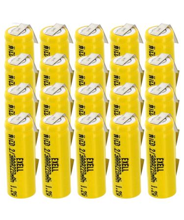 20x Exell 2/3AAA NiCD 220mAh 1.2V Flat top Rechargeable Battery with Tabs