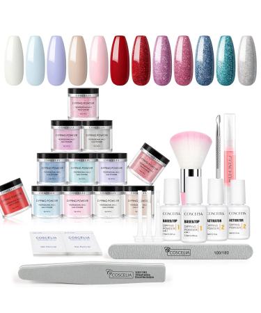 Dip Powders Nail Kit with 12 Colors Dipping Powders Top Coat Base Coat Activator Dip Liquid Set Nail Polish Remover Nail Design Set for Beginner No Need Lamp kit4