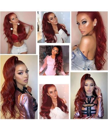 YEESHEDO Wine Red Long Wavy 24 Drawstring Ponytail Hair Extension - Clip-in Curly Synthetic Hairpiece for Women - Buy Online on SooperMarket.com