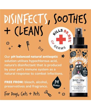 BUGALUGS Nose & Paw Dog Antiseptic spray 200ml Antibacterial Antifungal for Dogs Cats & Pets -for Dry Paws Cracked Skin use alongside our dog paw balm & dog nose balm (Antiseptic Spray 200ml) - Buy Online on SooperMarket.com