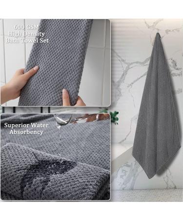 Bathroom Towel Set Dark Gray 4-Pack | Ultra Soft 600GSM Microfiber Bath Towels | Highly Absorbent & Quick Dry | Oversized Spa Hotel Luxury Shower Towels | 35x70 Large Plush Towels | Dark Gray 4-Piece Set - Buy Online on SooperMarket.com