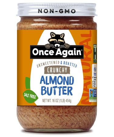 Once Again Natural, Crunchy Almond Butter - Salt Free, Unsweetened - 16 oz Jar