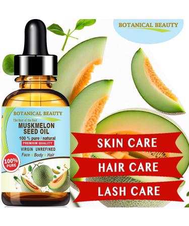 Botanical Beauty Muskmelon Seed Oil - 100% Pure Virgin Cold-Pressed Carrier Oil for Face Skin Hair | Rich in Vitamins E & C - 0.5 Fl oz (15 ml - Buy Online on SooperMarket.com
