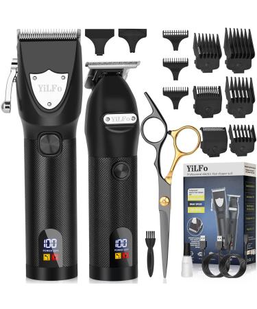 Hair Clippers Men Beard Trimmer Professional Cordless Hair Trimmer for Men Electric Men Grooming Kit Rechargeable LCD Display Self Haircut Men s Head Shaver for Family Barbers Black