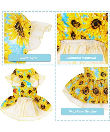 KYEESE Sunflower Dog Dress for Medium Dogs | Ruffle Sleeves Dog Apparel - Buy Online on SooperMarket.com