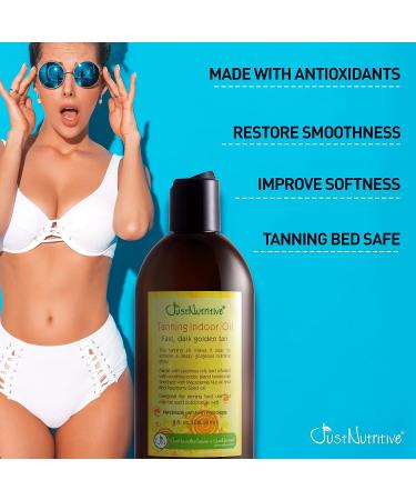 Sun-Kissed Glow with Just Nutritive 8 Oz Tanning Indoor Oil - Natural Body Serum for Moisturized Skin - Buy Online on SooperMarket.com
