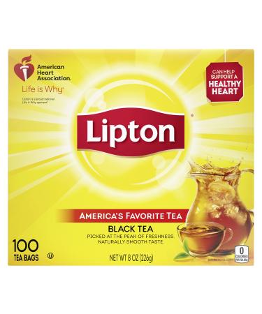 Lipton Tea Bags For A Naturally Smooth Taste Black Tea Can Help Support a Healthy Heart 8 oz 100 Count, Pack of 6 100 Count (Pack of 6) Black Tea Bags
