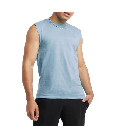 Champion Men's Classic Cotton Muscle Tee, Pure Cotton Muscle T-Shirt, Basic Muscle Tee for Men XX-Large Refine Sky Blue