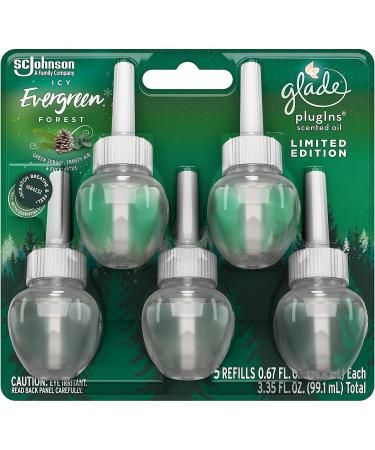Glade Plugins Scented Oil Refills - Limited Edition Holiday Collection - Icy Evergreen Forest - 5 Count Oil Refills Per Package - Pack of 2 Packages - Buy Online on SooperMarket.com
