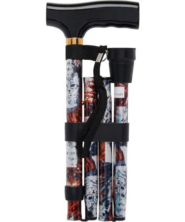 PCP Mobility Adjustable Travel Folding Cane Fritz Handle Cats with Mahogany Handle 3/4-Inch Tip Size - Buy Online on SooperMarket.com