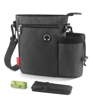 AEMIAO Dog Walking Bag with Bottle Holder Outdoor Dog Training Treat Pouch Large Dog Treat Bag with Removable Liner Waist & Shoulder Belt 3 Ways to Wear Free One Roll of Poo Bags
