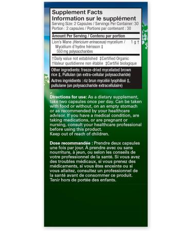 Host Defense Lions Mane Mushroom Supplement for Brain Health 60 Mushroom Capsules| 1000mg Lion's Mane Powder per Serving |Mushroom Supplements for Brain & Nervous System Support | Mushroom Powder Extract Pills Host Defense Mushrooms| Lion's Mane Pills - Buy Online on SooperMarket.com