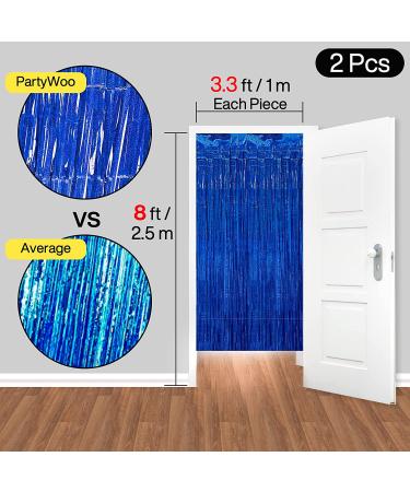 PartyWoo 2 pcs Royal Blue Foil Fringe Curtains for Birthday Wedding Party Decorations - Buy Online on SooperMarket.com