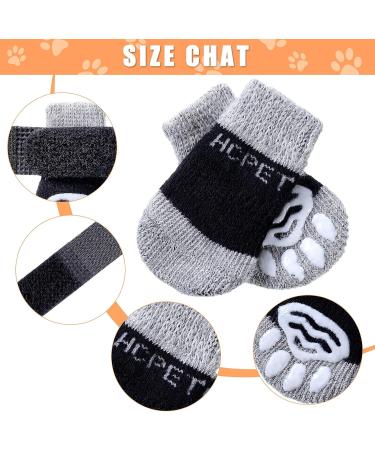 Frienda 8-Piece Anti-Slip Dog Socks for Small Puppies and Kittens - Adjustable Paw Protector with Traction Control in Black and Gray (Size S) - Buy Online on SooperMarket.com